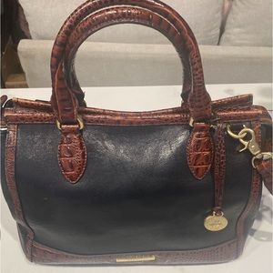 Brahmin Vintage Tuscan Black Leather Brown Croc Alligator Tote